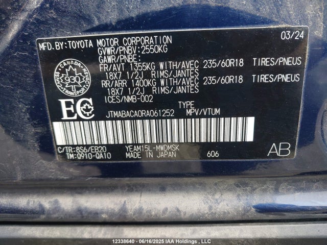 Toyota 1ym motor 2024 JTMABACA0RA061252 Image 9