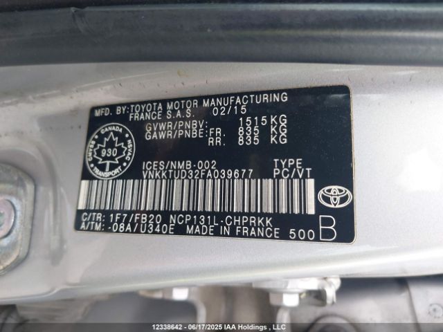 VNKKTUD32FA039677 Toyota 1nz-fe