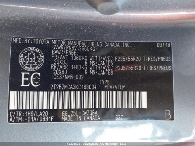 2T2BZMCA3KC168004 Lexus 2gr-fks