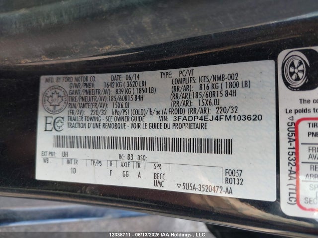 Ford Fiesta 2015 3FADP4EJ4FM103620 Image 9