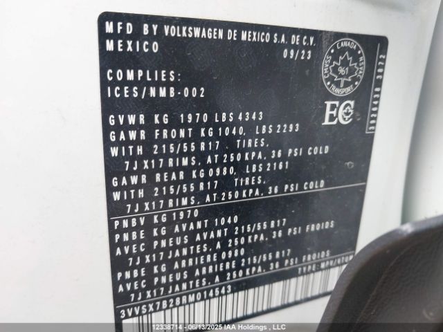 3VVSX7B28RM014543 Volkswagen tsi
