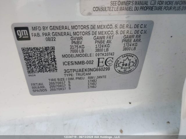 3GTPUAEK0NG660299 GMC l3b