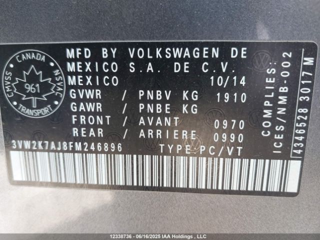 3VW2K7AJ8FM246896 Volkswagen Jetta 2.0l Trendline/2.0l Trendline+