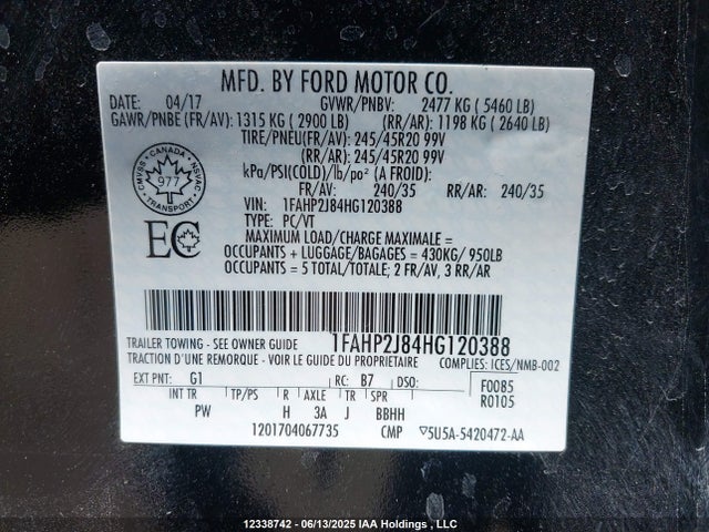 1FAHP2J84HG120388 Ford 3.5l ti-vct