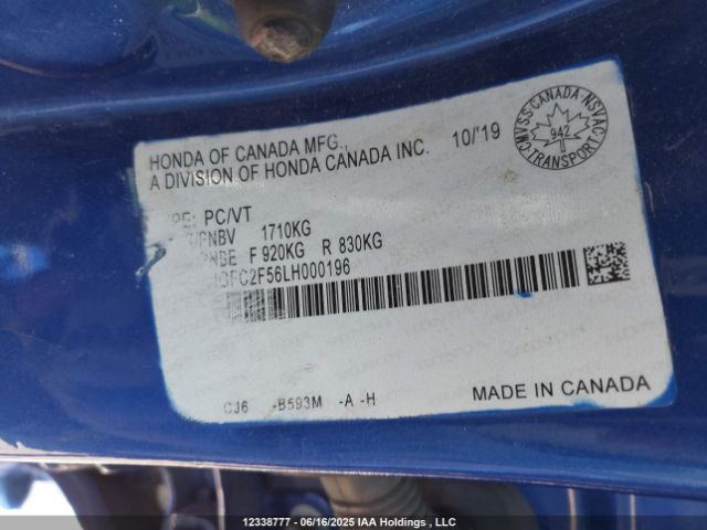 2HGFC2F56LH000196 Honda k20c2