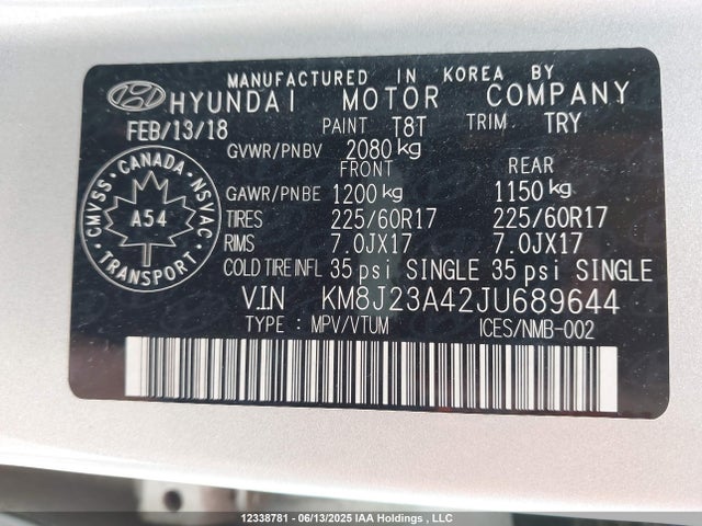 KM8J23A42JU689644 Hyundai gdi nu