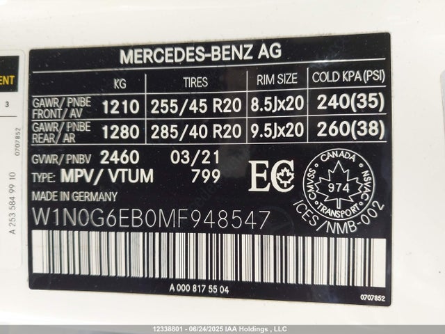 W1N0G6EB0MF948547 Mercedes-Benz m276