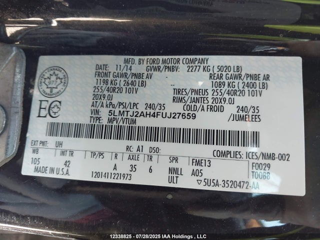 5LMTJ2AH4FUJ27659 Lincoln MKC