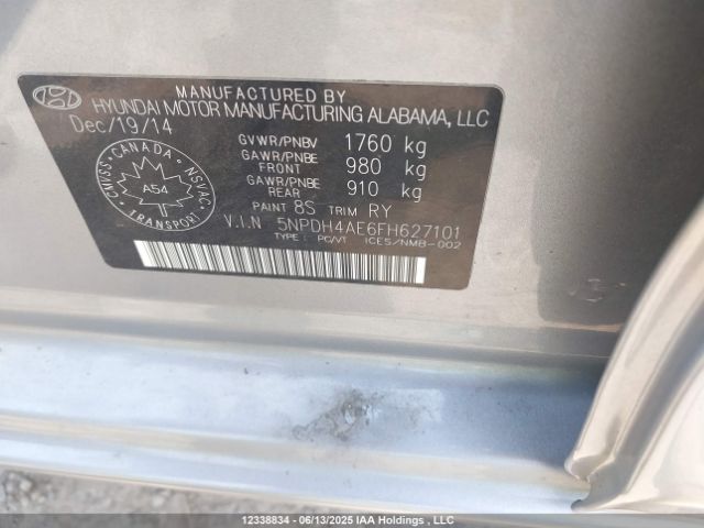 5NPDH4AE6FH627101 Hyundai dohc mpi nu