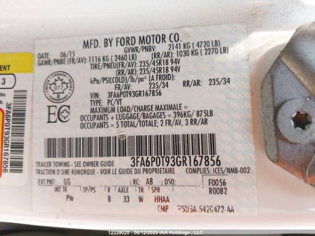 3FA6P0T93GR167856 Ford 2016