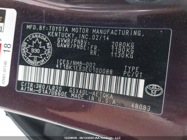 4T1BK1EB3EU100088 Toyota 2gr-fe