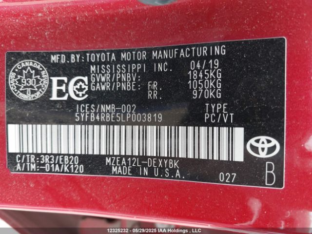 5YFB4RBE5LP003819 Toyota Corolla Xse
