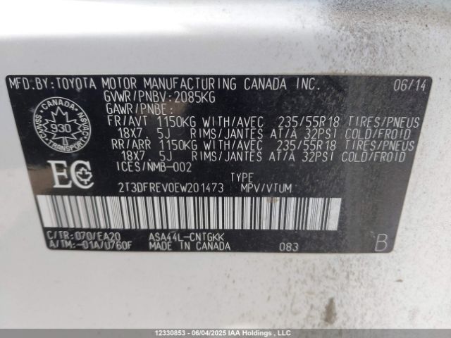 2T3DFREV0EW201473 Toyota Rav4 Limited