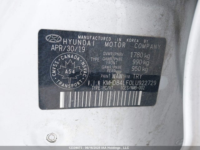 Hyundai mpi nu 2020 KMHD84LF0LU922729 Image 9