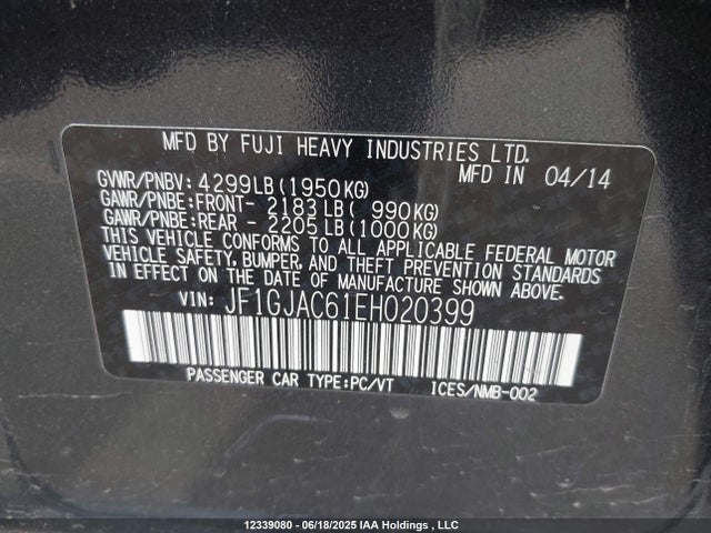 Subaru Impreza 2014 JF1GJAC61EH020399 Image 9