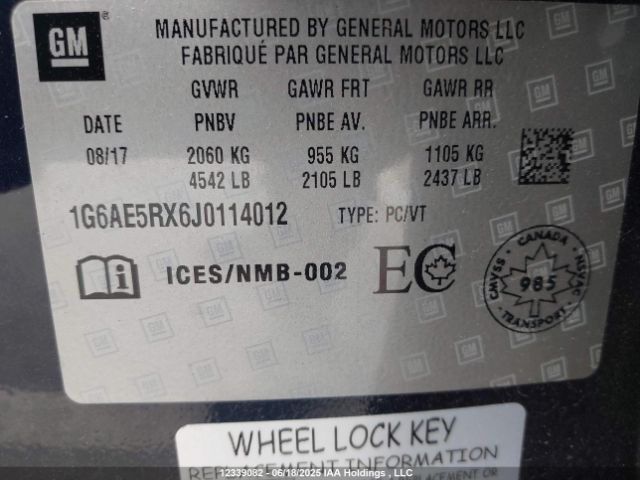 1G6AE5RX6J0114012 Cadillac ltg - sidi, alum dohc, vvt, dcvcp turbo, e0-e100, alum