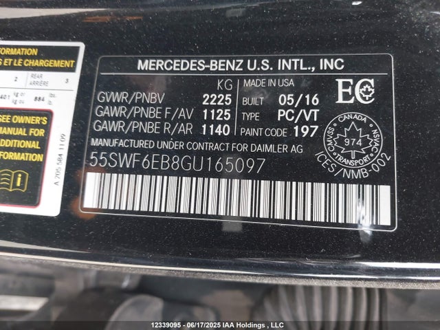 55SWF6EB8GU165097 Mercedes-Benz 2016