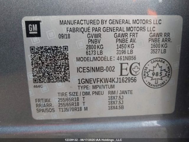 1GNEVFKW4KJ162956 Chevrolet lfy - spark ignited direct injection, atss, gen 1