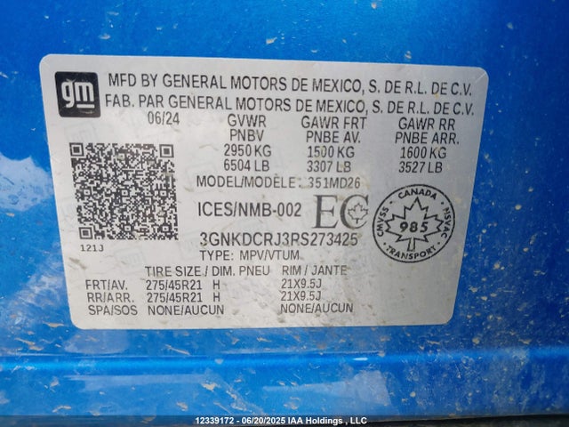 3GNKDCRJ3RS273425 Chevrolet x0c+ec5