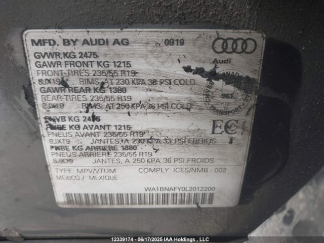 WA1BNAFY0L2012200 Audi Q5