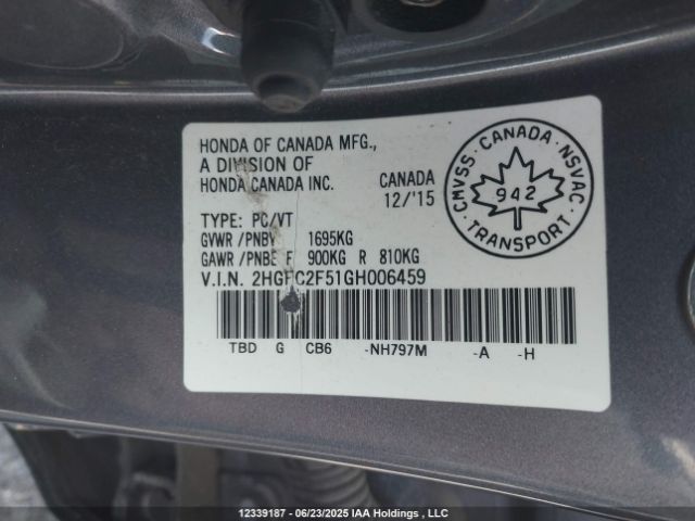 2HGFC2F51GH006459 Honda k20c2