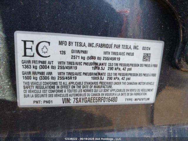 7SAYGAEE5RF016480 Tesla 2024
