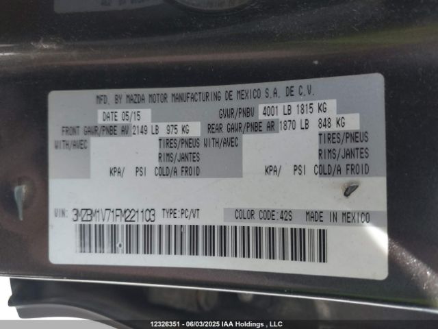 3MZBM1V71FM221103 Mazda Mazda3 Gs