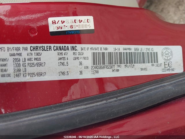 Dodge 2015 2015 2C4RDGBG0FR523077 Image 9