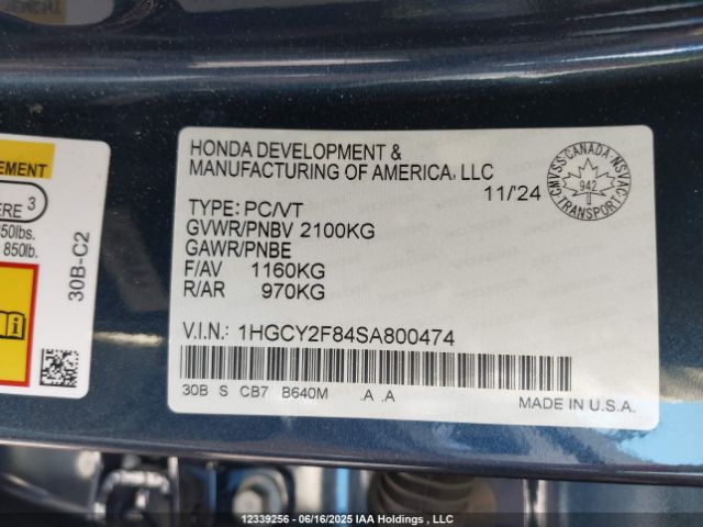 1HGCY2F84SA800474 Honda lfc5