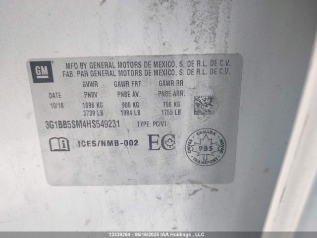 3G1BB5SM4HS549231 Chevrolet le2 -di: direct injection, vvt: variable valve timing, gen, alum