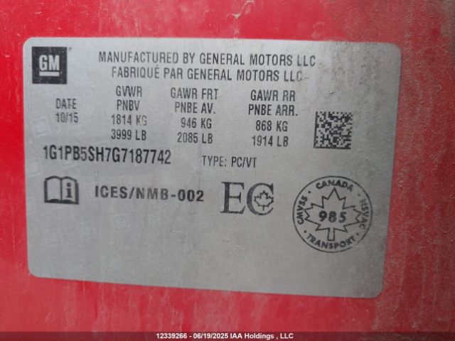 1G1PB5SH7G7187742 Chevrolet luw - e85 max