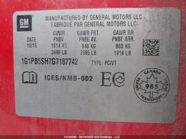 1G1PB5SH7G7187742 Chevrolet luw - e85 max