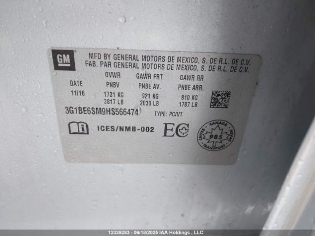 3G1BE6SM9HS566474 Chevrolet le2 -di: direct injection, vvt: variable valve timing, gen, alum