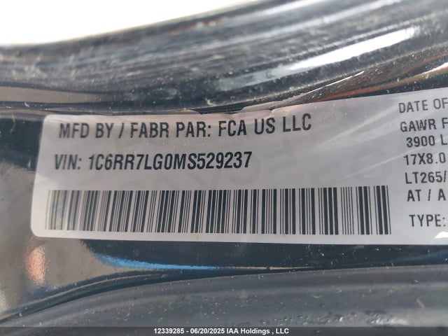 RAM 2021 2021 1C6RR7LG0MS529237 Image 9