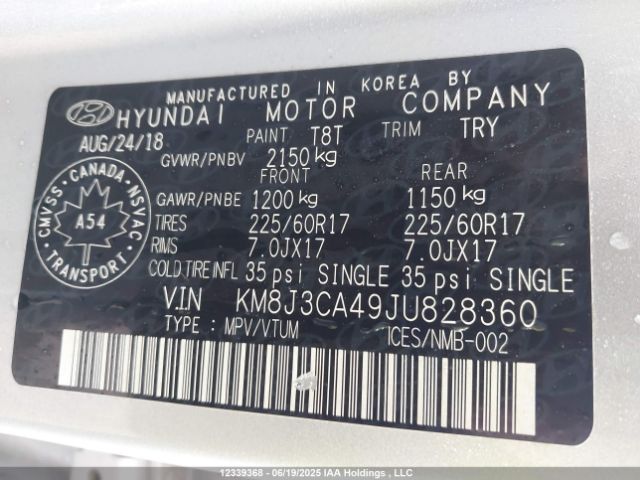 KM8J3CA49JU828360 Hyundai gdi nu
