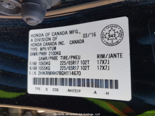 2HKRM4H78GH114670 Honda k24w9
