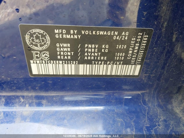 WVWFB7CDXRW211292 Volkswagen 2.0 tsi