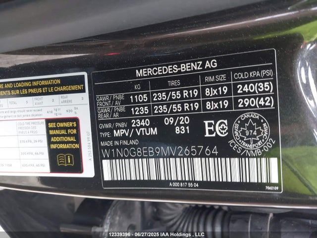 W1N0G8EB9MV265764 Mercedes-Benz m264