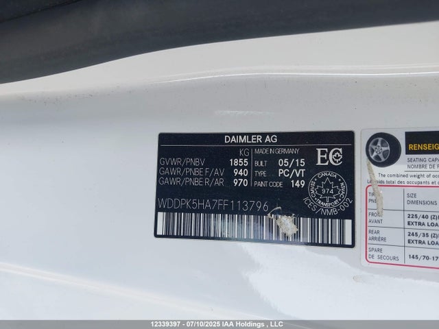 WDDPK5HA7FF113796 Mercedes-Benz 2015