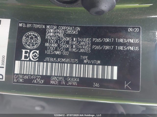 JTEBU5JR2M5857075 Toyota 1gr-fe