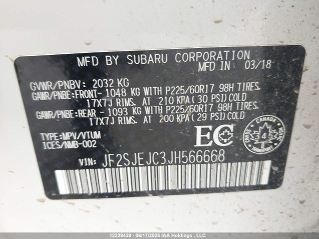 JF2SJEJC3JH566668 Subaru naturally aspirated c5