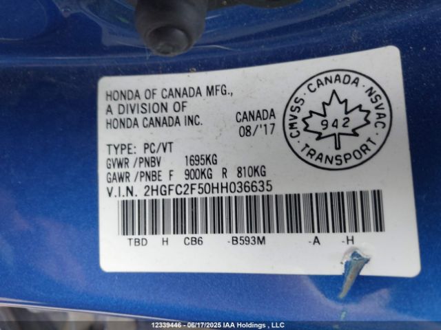 2HGFC2F50HH036635 Honda k20c2