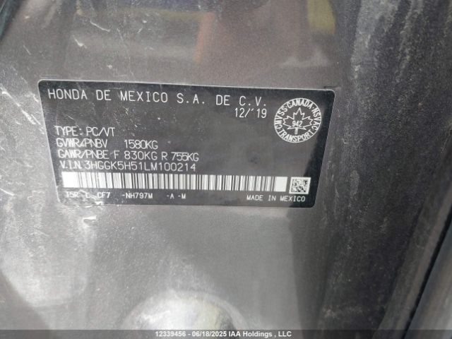 3HGGK5H51LM100214 Honda l15b1