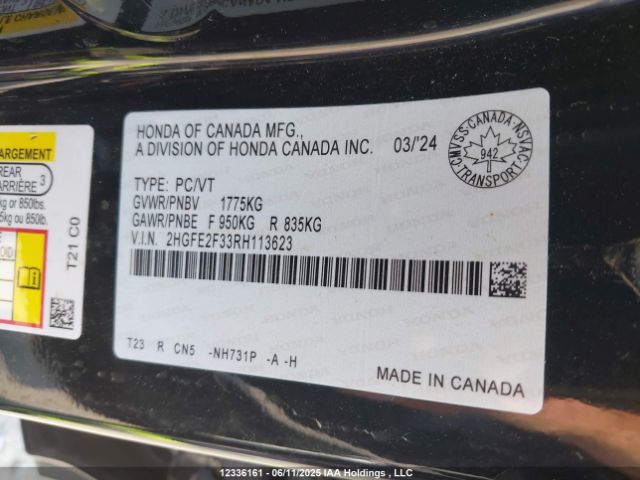 2HGFE2F33RH113623 Honda CIVIC EX
