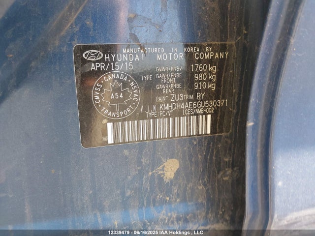 KMHDH4AE6GU530371 Hyundai Elantra Sport Appearance