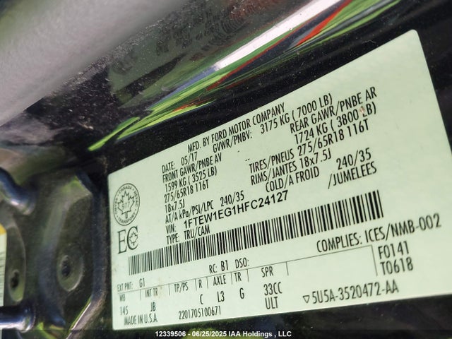 1FTEW1EG1HFC24127 Ford gtdi