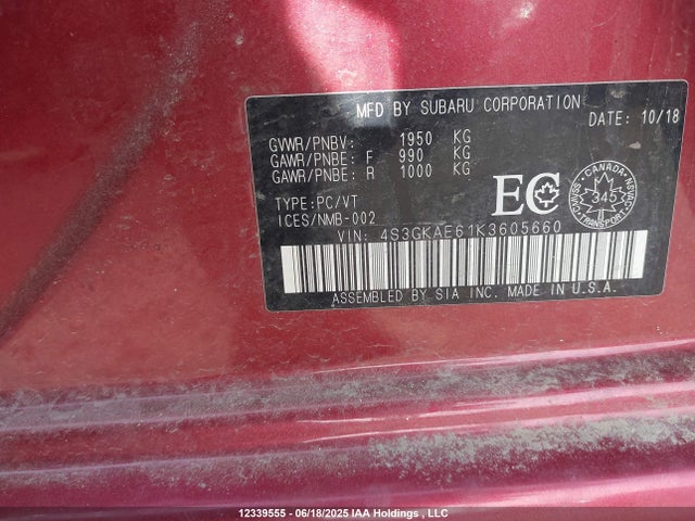 4S3GKAE61K3605660 Subaru 2019