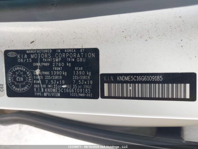 KNDME5C16G6109185 KIA dohc gdi lambda ii