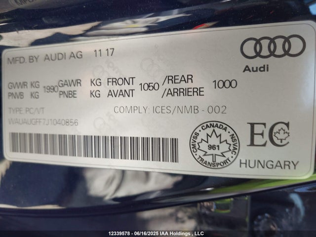Audi 2.0 tfsi 2018 WAUAUGFF7J1040856 Image 9