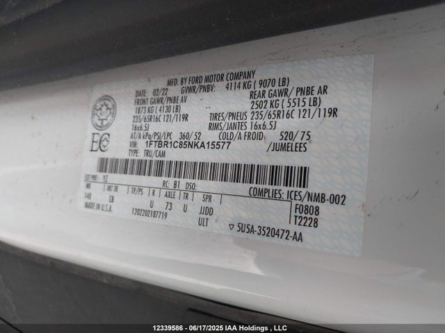 Ford cyclone 2022 1FTBR1C85NKA15577 Image 9
